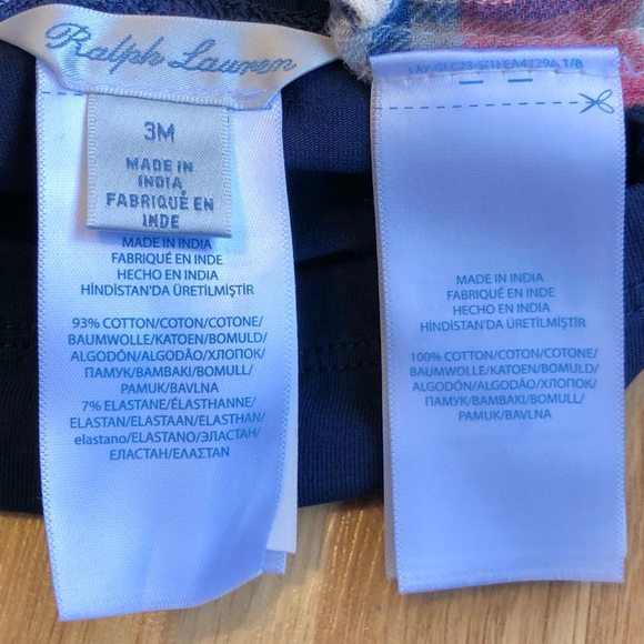 EUC Ralph Lauren Baby Girl Two Piece Set-Plaid Collared Shirt + Blue Leggings - Picture 5 of 5